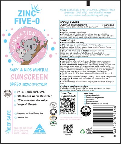 Zinc FIVE-0 baby and kids mineral sunscreen SPF50.jpg Tube artwork - Zinc FIVE 0 baby and kids mineral sunscreen SPF50
